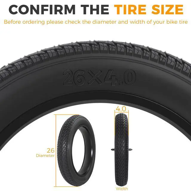 Alt view image 2 of 7 - 20x4.0/ 20x3.0/ 26x4.0 Fat Bike Tires, 20x4/ 20x3/ 26x4 Fat Tire Tube and Bicycle Repair Tool Kit, Foldable Heavy Duty Off-Road Bike, Ebike Fat Tires Replacement Set