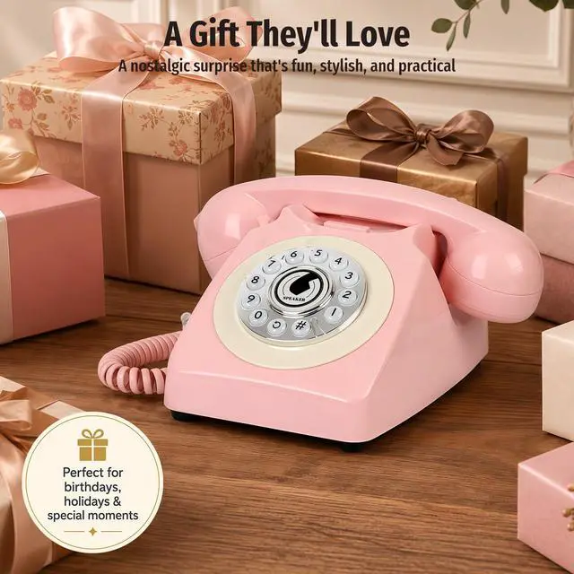 Alt view image 6 of 7 - Bluetooth Landline Phone with Handset and Speakerphone, Retro Bluetooth Home Phone, Classic Bluetooth Desk Phone, Cordless Bluetooth Telephone with USB Rechargeable