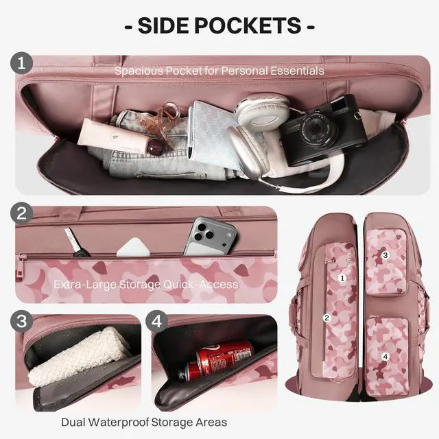 Alt view image 3 of 7 - Large Rolling Baseball Catchers Gear Bag with Wheels, Wheeled Softball Bag for 4 Bats with Fence Hooks Waterproof Pocket Shoe Compartment for T-Ball Adult, Baseball Equipment Duffle Bag