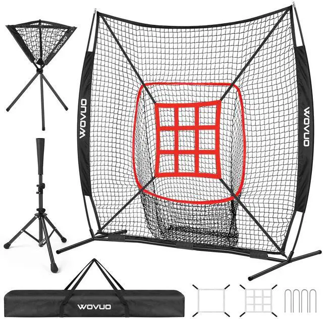 Main image of 7x7 ft Baseball Net for Batting Pitching Hitting, Softball Pitching Net with Strike Zone, Tee, Ball Caddy, Softball Batting Net Baseball Training Equipment for Kids Adult Youth Sport Practice