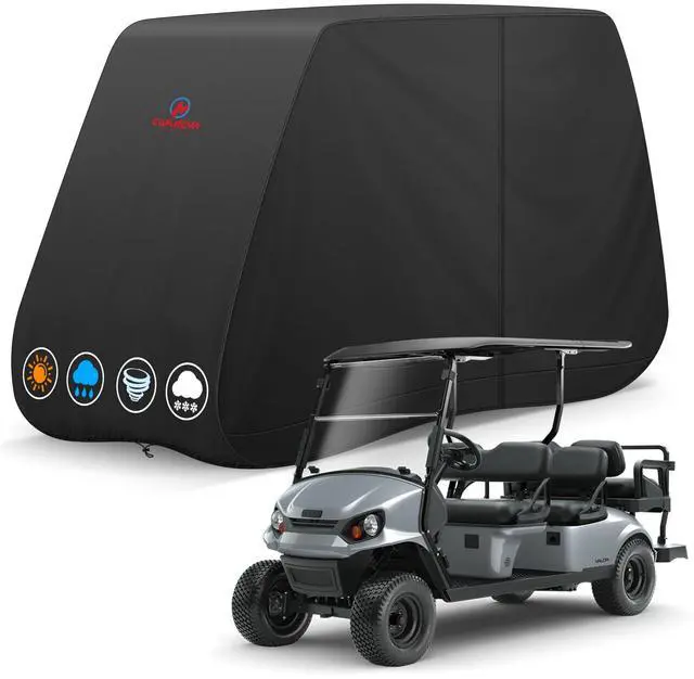 Main image of Comnova Golf Cart Cover 6 Passenger - 600D Waterproof Golf Carts Enclosure with Zipper, Windproof & UV Resistant, Outdoor Golf Cart Cover Universal Fit EZGO, Club Car, Yamaha up to 156"L x 51"W x 70"H