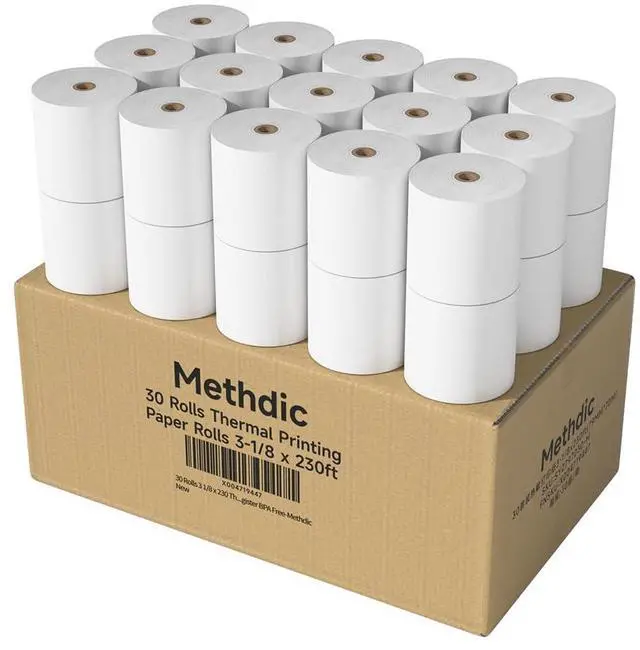 Main image of 30 Rolls 3 1/8 x 230 Thermal Paper Receipt Rolls 55 GSM Premium Quality Thick paper For POS Cash Register BPA Free