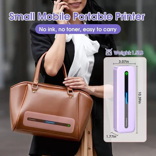 Alt view image 7 of 7 - Portable Thermal Printer, Bluetooth Portable Printers Wireless for Travel, M832 Inkless Mobile Printer for Phone Laptop, Support 8.5''x11''/A4/4.33''/3.15''/2.08'' Thermal Paper, with Case