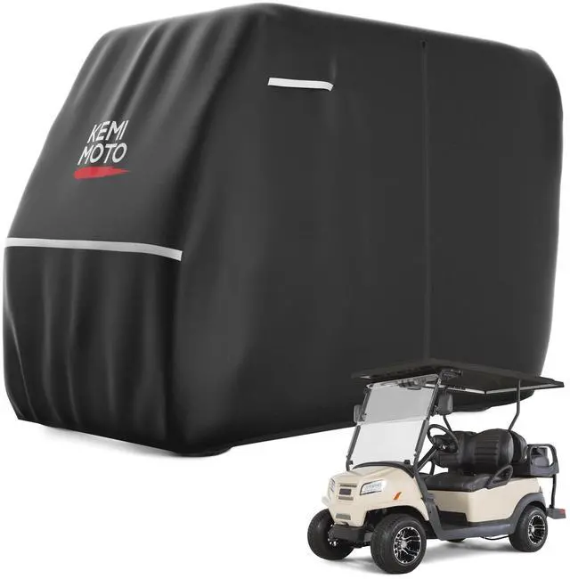 Main image of 600D Waterproof Golf Cart Cover, Universal Heavy Duty Large Golf Cart Rain Cover with Storage Bag Compatible with EZGO Club Car 2/2+2/4 Passenger, Black