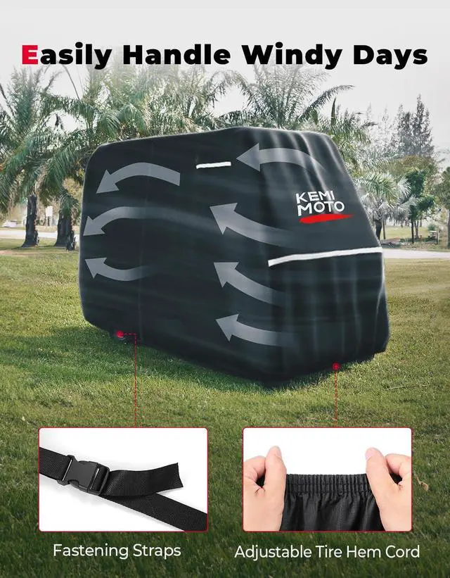 Alt view image 3 of 7 - 600D Waterproof Golf Cart Cover, Universal Heavy Duty Large Golf Cart Rain Cover with Storage Bag Compatible with EZGO Club Car 2/2+2/4 Passenger, Black