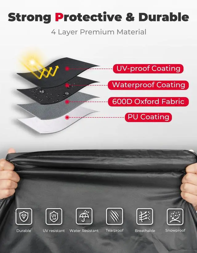 Alt view image 6 of 7 - 600D Waterproof Golf Cart Cover, Universal Heavy Duty Large Golf Cart Rain Cover with Storage Bag Compatible with EZGO Club Car 2/2+2/4 Passenger, Black