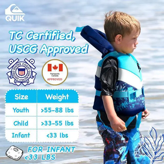 Alt view image 2 of 4 - Life Jacket for Youth/Kids/Toddler, USCG and Transport Canada Approved Type III PFD, Durable UV Resistant Life Vest with Saferty Strap, for Boating Kayaking Waterskiing Rafting Watersports