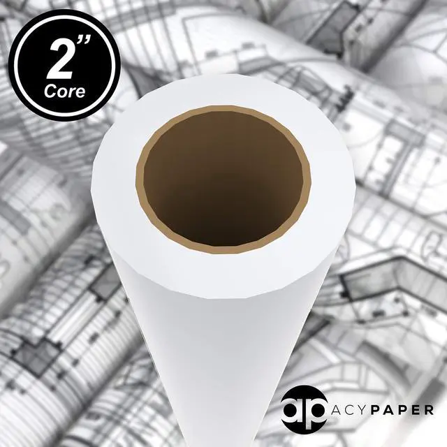 Alt view image 4 of 4 - Plotter Paper 24 x 150, CAD Paper Rolls, 20 lb. Bond Paper on 2" Core for CAD Printing on Wide Format Ink Jet Printers, 4 Rolls per Box. Premium Quality
