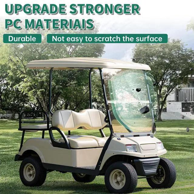 Alt view image 4 of 7 - Tinted Windshield Compatible with 1982-2000.5 Club Car DS Golf Cart Smoke Style Fold Down Windscreen