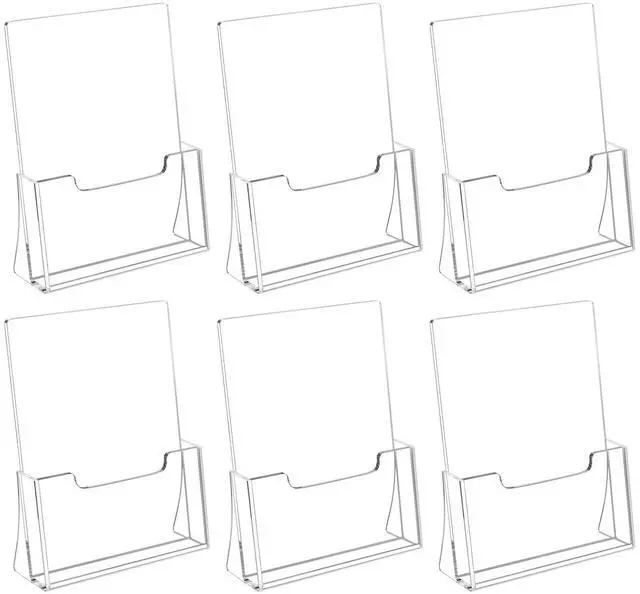 Main image of Brochure Holder 8.5 x 11 inches, Acrylic Flyer Holder with 6 Pack, Plastic Stands for Displaying Magazines, Pamphlets, Literature, Brochures, Booklets, Menu