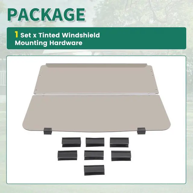 Alt view image 7 of 7 - Tinted Windshield Compatible with 1982-2000.5 Club Car DS Golf Cart Smoke Style Fold Down Windscreen