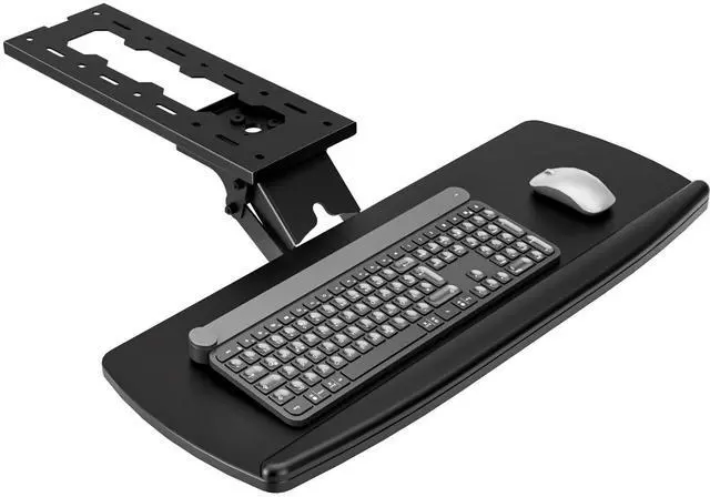 Main image of Keyboard Tray Under Desk with Storage Drawer, Height Adjustable Keyboard Tray Slide Out 360° Swivel Tilt, Ergonomic Under Desk Mount Keyboard & Mouse Holder for Gaming Home Office, Black