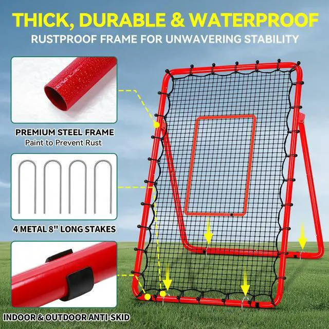 Alt view image 6 of 7 - 6-Angle Adjustable Volleyball Rebounder Net 7x4 ft with PU Volleyball and Stakes - Bounce Back Training Equipment for Practicing Volleying, Bumping, Spiking, Easy Set Up & Steady for Multi Sports