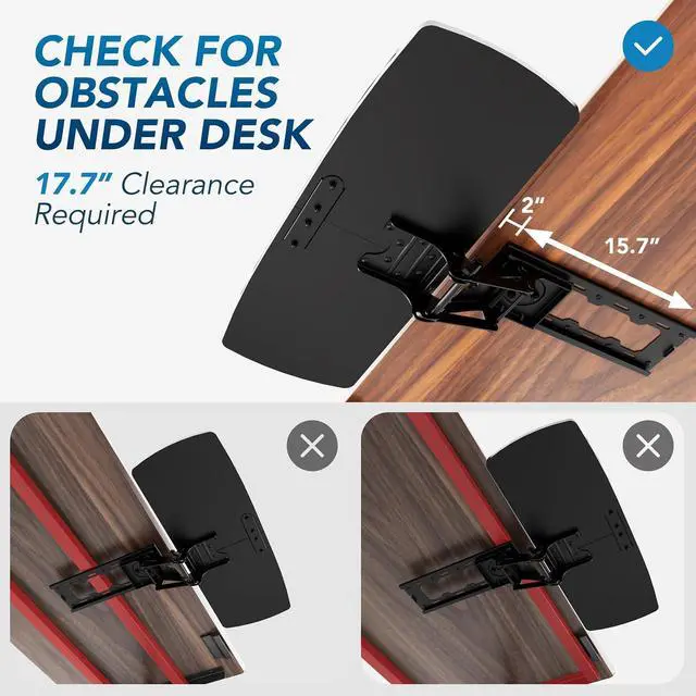 Alt view image 7 of 7 - Keyboard Tray Under Desk with Storage Drawer, Height Adjustable Keyboard Tray Slide Out 360° Swivel Tilt, Ergonomic Under Desk Mount Keyboard & Mouse Holder for Gaming Home Office, Black