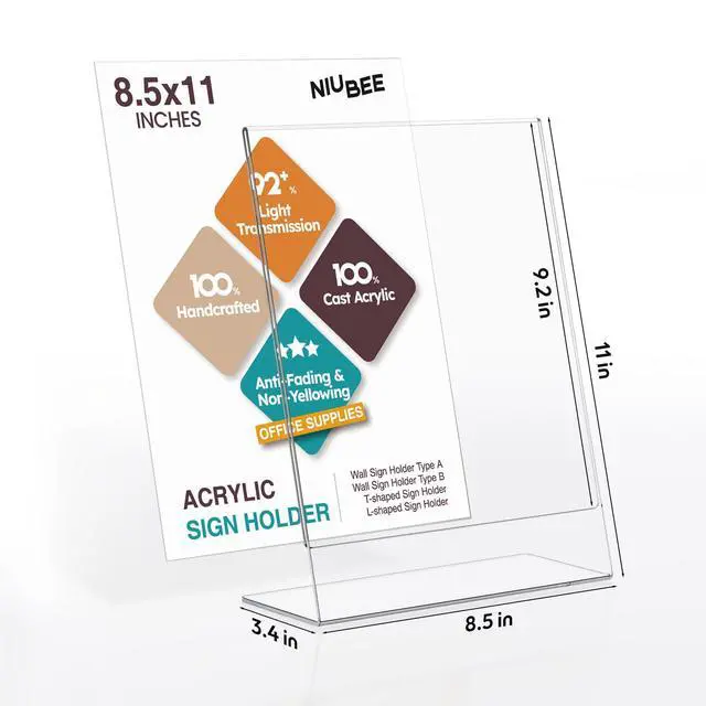 Alt view image 3 of 6 - 24 Pack Acrylic Sign Holder 8.5 x 11 Inches Slanted Back, Clear Plastic Sign Holder Paper Display Table Stand for Office, Store, Restaurant