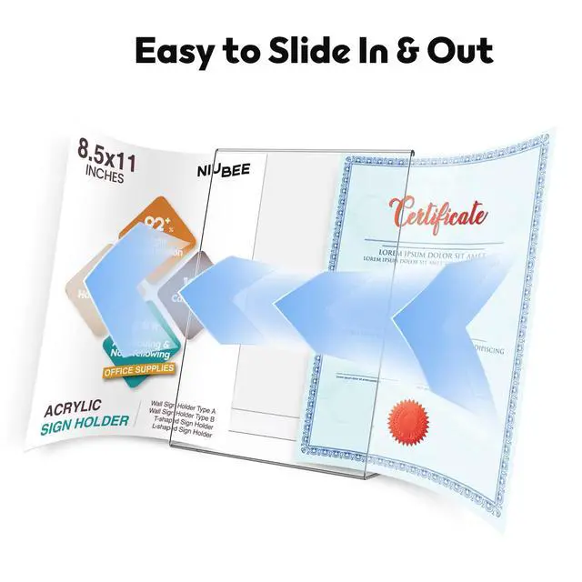 Alt view image 4 of 6 - 24 Pack Acrylic Sign Holder 8.5 x 11 Inches Slanted Back, Clear Plastic Sign Holder Paper Display Table Stand for Office, Store, Restaurant