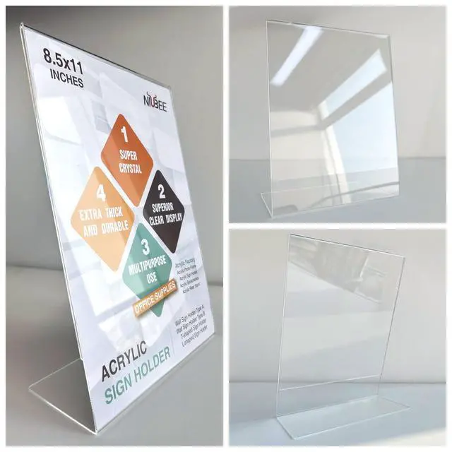 Alt view image 2 of 6 - 24 Pack Acrylic Sign Holder 8.5 x 11 Inches Slanted Back, Clear Plastic Sign Holder Paper Display Table Stand for Office, Store, Restaurant