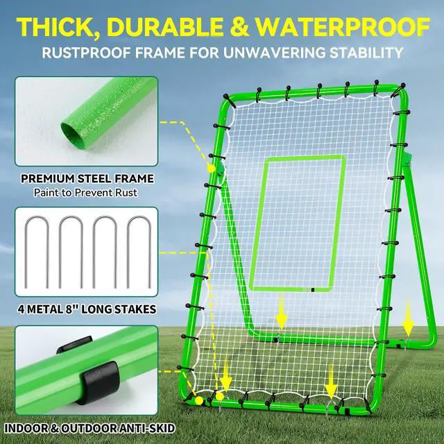 Alt view image 6 of 7 - 6-Angle Adjustable Volleyball Rebounder Net 7x4 ft with PU Volleyball and Stakes - Bounce Back Training Equipment for Practicing Volleying, Bumping, Spiking, Easy Set Up & Steady for Multi Sports