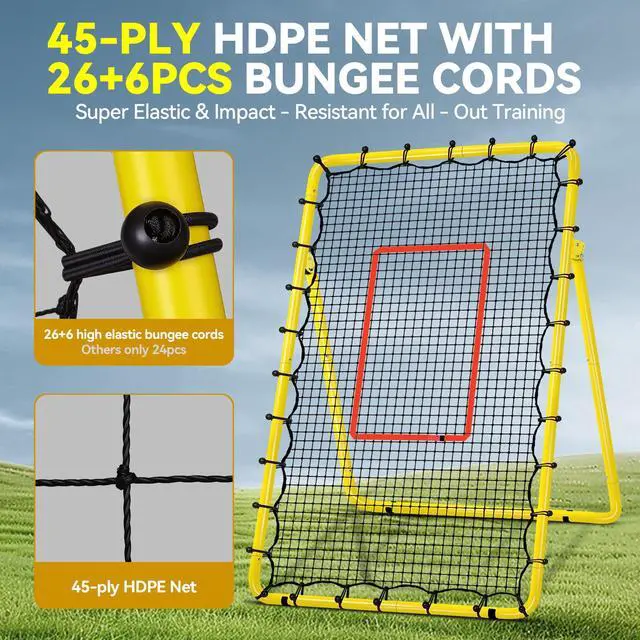Alt view image 6 of 7 - 6-Angle Adjustable Volleyball Rebounder Net 7x4 ft with PU Volleyball and Stakes - Bounce Back Training Equipment for Practicing Volleying, Bumping, Spiking, Easy Set Up & Steady for Multi Sports