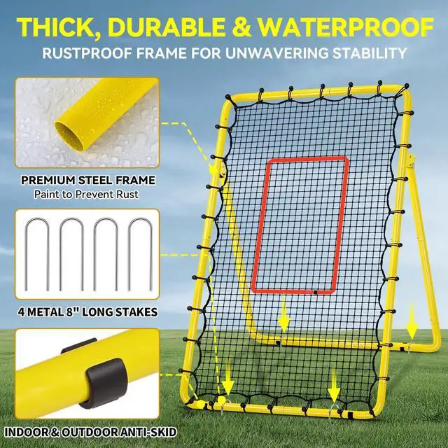 Alt view image 7 of 7 - 6-Angle Adjustable Volleyball Rebounder Net 7x4 ft with PU Volleyball and Stakes - Bounce Back Training Equipment for Practicing Volleying, Bumping, Spiking, Easy Set Up & Steady for Multi Sports