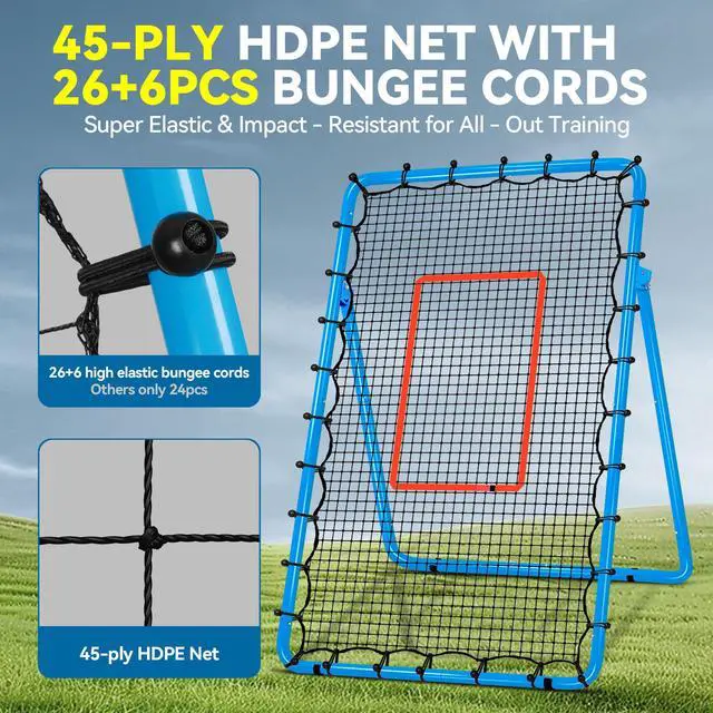 Alt view image 5 of 7 - 6-Angle Adjustable Volleyball Rebounder Net 7x4 ft with PU Volleyball and Stakes - Bounce Back Training Equipment for Practicing Volleying, Bumping, Spiking, Easy Set Up & Steady for Multi Sports