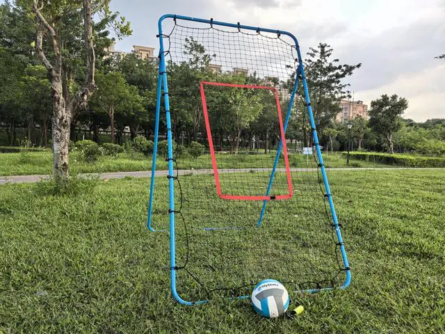 Alt view image 2 of 7 - 6-Angle Adjustable Volleyball Rebounder Net 7x4 ft with PU Volleyball and Stakes - Bounce Back Training Equipment for Practicing Volleying, Bumping, Spiking, Easy Set Up & Steady for Multi Sports