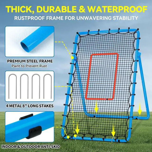 Alt view image 6 of 7 - 6-Angle Adjustable Volleyball Rebounder Net 7x4 ft with PU Volleyball and Stakes - Bounce Back Training Equipment for Practicing Volleying, Bumping, Spiking, Easy Set Up & Steady for Multi Sports