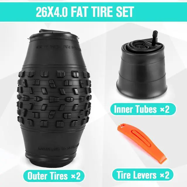 Alt view image 6 of 7 - 20/26x4.0 Fat Tire for Ebike and MTB, High-Performance 26/20x4.0 Fat Tires Set with 20x4 Tire Tube Puncture Proof, Heavy Duty 20x4 Bike Tires Durable All-Terrain