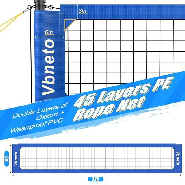 Alt view image 4 of 7 - Volleyball Net for Backyard, No Sagging Professional Heavy Duty Outdoor Portable Net Set with Poles, Adjustable Height, Includes Volleyball & Carry Bag, Ideal for Beach and Grass