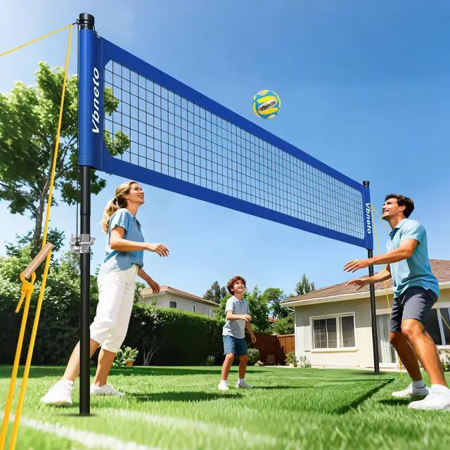Alt view image 7 of 7 - Volleyball Net for Backyard, No Sagging Professional Heavy Duty Outdoor Portable Net Set with Poles, Adjustable Height, Includes Volleyball & Carry Bag, Ideal for Beach and Grass