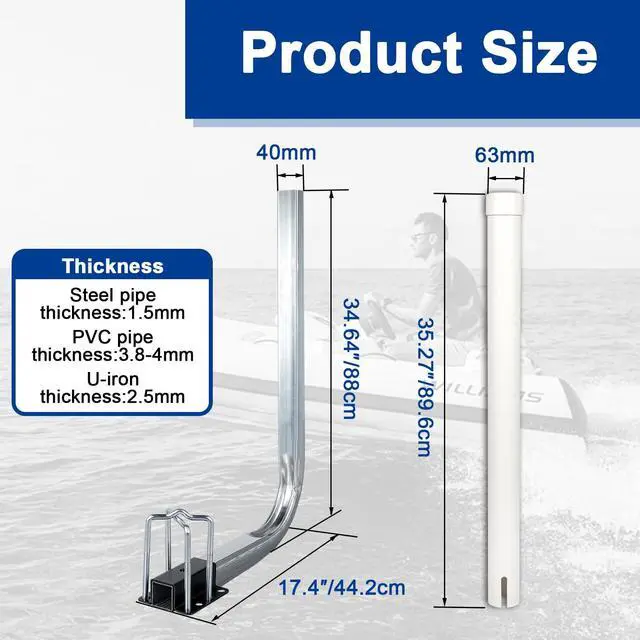 Alt view image 2 of 7 - 1 Pair of Boat Trailer Guide, Trailer Guide Ons Galvanized Steel for Boat, Fishing Boat, Sailboat Trailer, Silver and Black, L Shaped/T Shaped