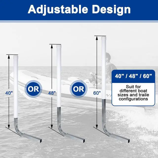 Alt view image 3 of 7 - 1 Pair of Boat Trailer Guide, Trailer Guide Ons Galvanized Steel for Boat, Fishing Boat, Sailboat Trailer, Silver and Black, L Shaped/T Shaped