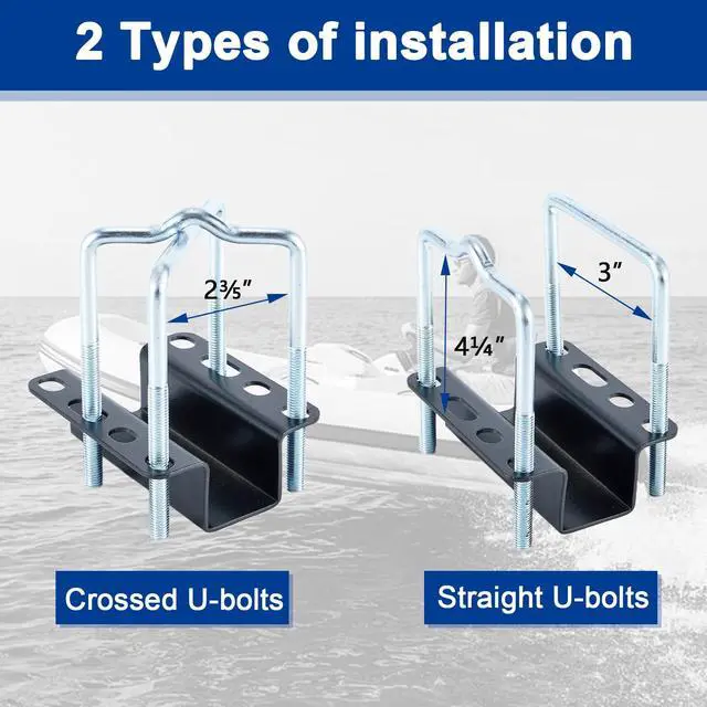 Alt view image 4 of 7 - 1 Pair of Boat Trailer Guide, Trailer Guide Ons Galvanized Steel for Boat, Fishing Boat, Sailboat Trailer, Silver and Black, L Shaped/T Shaped