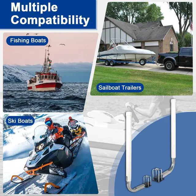 Alt view image 7 of 7 - 1 Pair of Boat Trailer Guide, Trailer Guide Ons Galvanized Steel for Boat, Fishing Boat, Sailboat Trailer, Silver and Black, L Shaped/T Shaped