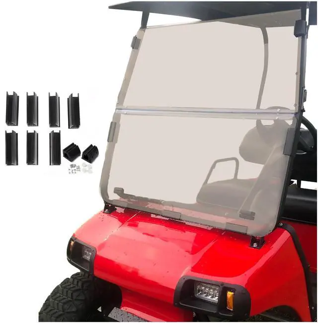 Main image of Tinted Windshield Compatible with 2000.5 to Current Club Car DS Golf Cart Smoke Style Windshield Approximate Dimensions 40"W X 36.5"H Fold Down