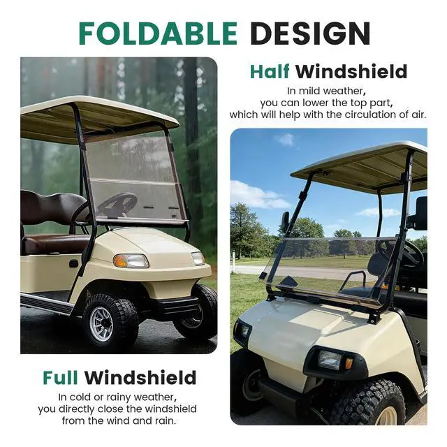 Alt view image 4 of 7 - Tinted Windshield Compatible with 2000.5 to Current Club Car DS Golf Cart Smoke Style Windshield Approximate Dimensions 40"W X 36.5"H Fold Down