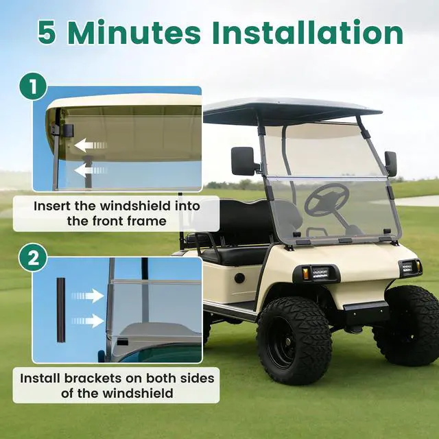 Alt view image 5 of 7 - Tinted Windshield Compatible with 2000.5 to Current Club Car DS Golf Cart Smoke Style Windshield Approximate Dimensions 40"W X 36.5"H Fold Down