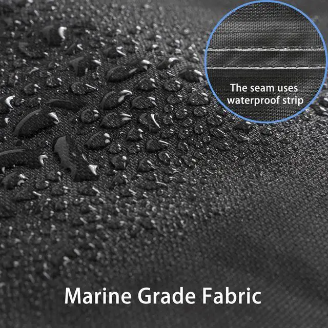 Alt view image 5 of 7 - Boat Cover 16ft-18.5 ft, Waterproof Trailerable Boat Cover | Heavy Duty Covers fits Bass Boats, V-Hull, Tri-Hull, Runabout, Fishing Boats, Marine Grade Canvas Outboard Cover, Black