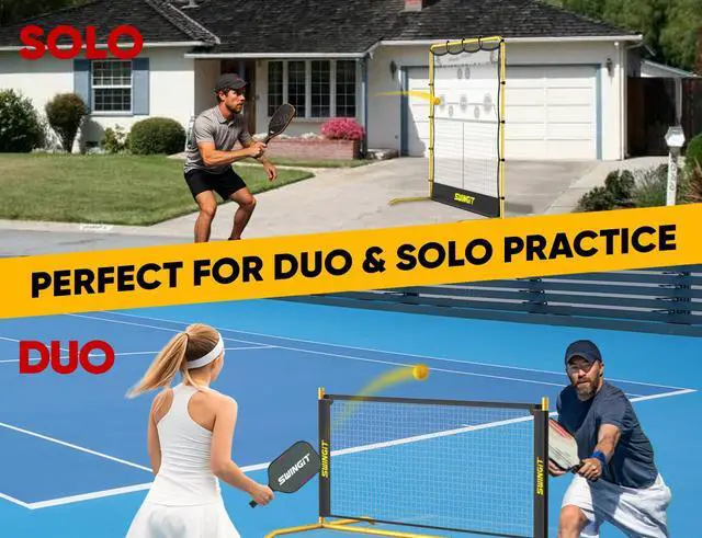 Alt view image 2 of 5 - Pickleball Rebounder Practice Net with 6FT Small Mini Pickleball Net Set - Portable Solo Training System for Forehands, Dinks & Volleys, Indoor Outdoor Backyard