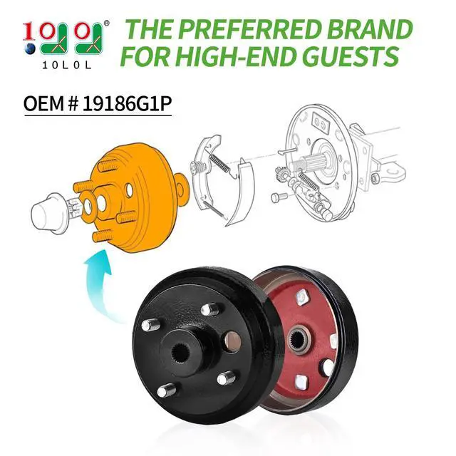 Alt view image 2 of 7 - Golf Cart Brake Drum Hub Assembly for EZGO TXT PDS 1982-up Electric & 1982-1993 2-Cycle Gas, Replace OEM# 19186G1P