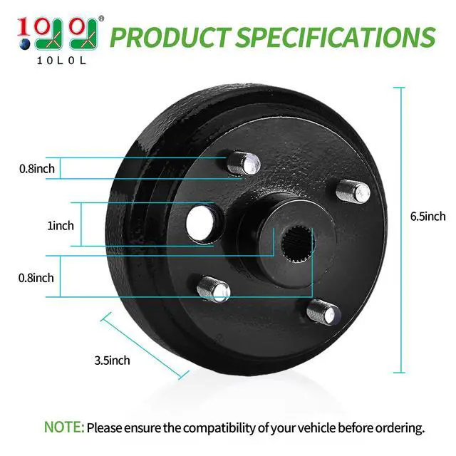 Alt view image 3 of 7 - Golf Cart Brake Drum Hub Assembly for EZGO TXT PDS 1982-up Electric & 1982-1993 2-Cycle Gas, Replace OEM# 19186G1P