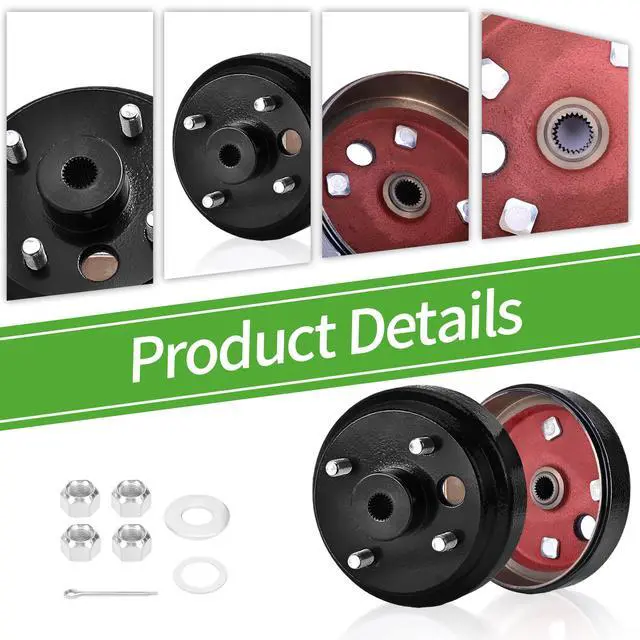 Alt view image 7 of 7 - Golf Cart Brake Drum Hub Assembly for EZGO TXT PDS 1982-up Electric & 1982-1993 2-Cycle Gas, Replace OEM# 19186G1P