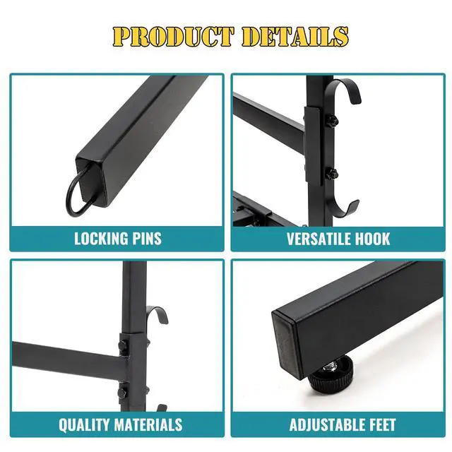 Alt view image 4 of 7 - Kayak Storage Rack, Heavy Duty 2 Level Freestanding Rack for Garage and Outdoor Storage, Holds Kayak, Canoe, Surfboard & Paddleboard, Steel Construction with Felt Padding