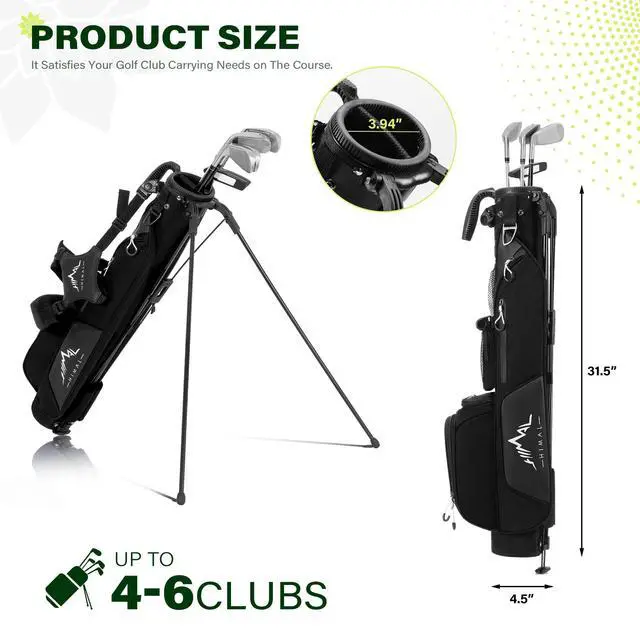 Alt view image 2 of 6 - Small Par 3 Golf Stand Bag - Lightweight for Pitch & Putt | Par 3 & Driving Range, Holds 4-6 Clubs, 2-Way Dividers, Dual Shoulder Straps, Cooler Pocket, Dust Cover, Stable Stand