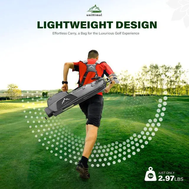 Alt view image 7 of 7 - Small Par 3 Golf Stand Bag - Lightweight for Pitch & Putt | Par 3 & Driving Range, Holds 4-6 Clubs, 2-Way Dividers, Dual Shoulder Straps, Cooler Pocket, Dust Cover, Stable Stand
