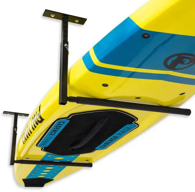 Main image of Standup Paddle Board and Surfboard Garage Storage Rack - Adjustable Ceiling Mount Hanger for SUP Storage, Heavy Duty Overhead Paddleboard Organizer for Garage, Space Saving Rack