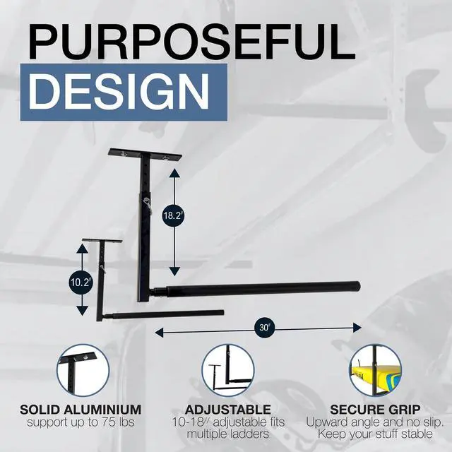 Alt view image 3 of 6 - Standup Paddle Board and Surfboard Garage Storage Rack - Adjustable Ceiling Mount Hanger for SUP Storage, Heavy Duty Overhead Paddleboard Organizer for Garage, Space Saving Rack