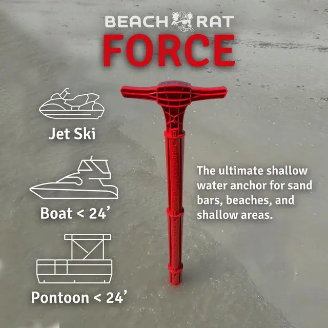 Alt view image 5 of 5 - Force Anchor & Storage Bag - 4ft Jet Ski Anchor/Boat Anchor/Kayak Anchor for Shallow Water and Sandbar - High Strength Plastic Pole Boat Accessory - Sand Bar Anchor Kit Case