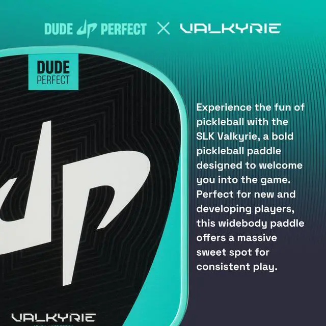Alt view image 3 of 5 - SLK Valkyrie Pickleball Paddles | Widebody Beginner Paddles | A beginner-friendly pickleball racket built for all-court control and easy-to-use performance, with Fiberflex Fiberglass