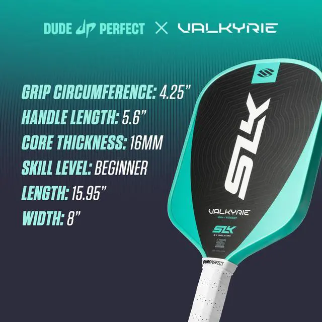 Alt view image 5 of 5 - SLK Valkyrie Pickleball Paddles | Widebody Beginner Paddles | A beginner-friendly pickleball racket built for all-court control and easy-to-use performance, with Fiberflex Fiberglass